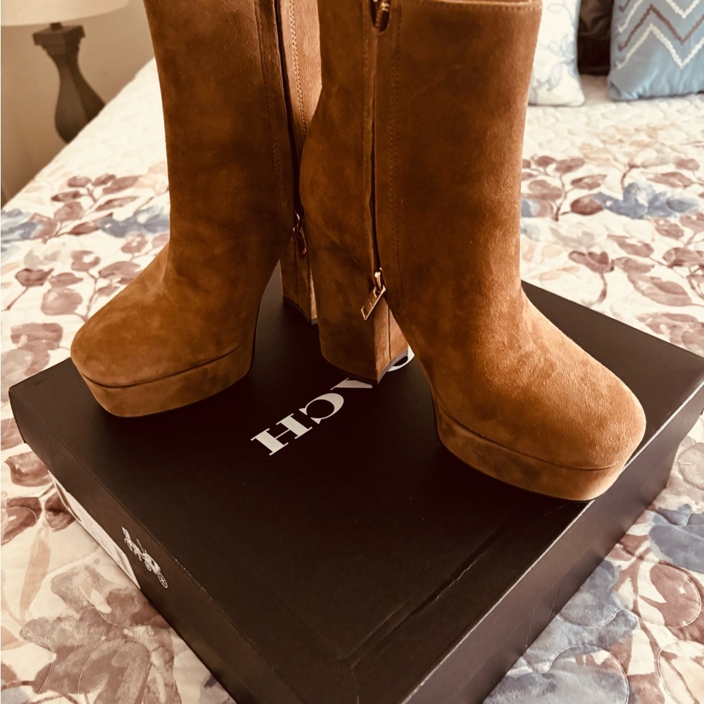 Coach Brown Suede Platform Boots
